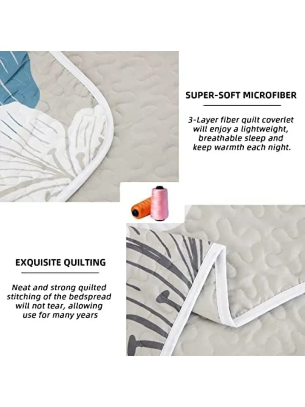California King Size 3-Piece Blue Floral Quilt Bedding Set - Cozy & Stylish